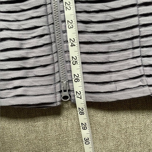 Clara Sunwoo Dove Grey Boutique Metallic Sheer Double Zip Tiered Top Jacket Fun - Picture 16 of 16